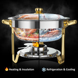Chafing Dishes for Buffet, 4 Pack 6QT Round Chafing Dish Buffet Set [Elegant Gold and Silver Colors] Stainless Steel Buffet Servers and Warmers for Catering Events Parties Dinners with Complete Set