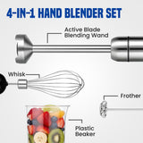 TEGH Immersion Blender Handheld, 8-Speed 4-in-1 Stainless Steel Hand Blender Stick | Electric Hand Mixer & Food Processor