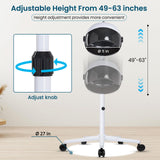 Hooded Hair Dryer, Professional Hood Dryer on Wheels, Sit Under Dryer, Standing Hair Dryer, White