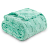 NEWCOSPLAY Super Soft Throw Blanket Aqua Premium Silky Flannel Fleece 3D Checkered Lightweight Bed Blanket All Season Use (Aqua Checkered, Throw(50"x70"))