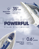 OMAIGA Steam Iron for Clothes, 1750W Clothes Iron with Ceramic Soleplate, Powerful Steam, 3-Way Auto Shut Off, Self-Cleaning & Anti-Calc, Anti-Drip, 13.52oz Water Tank, Grey