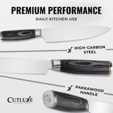 Cutluxe Chef Knife – Ultra Sharp 8" Japanese Kitchen Knife, High Carbon Stainless Steel Blade, Full Tang Pakkawood Handle – Shinobi Series