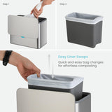 Home Zone Living Kitchen Compost Bin with CleanAura, Stainless Steel, Small and Compact Design, Includes Placement Attachments, 5 Liter Capacity, Silver