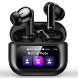 Thunelec Wireless Earbuds, Bluetooth 5.4 Headphones with Multifunctional Touch Screen, 48H Bass Stereo Ear Buds with ANC/ENC Noise Cancelling/Transparency Mode, IPX7 Earphones with 5 EQ Modes, Black