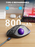 Wireless Trackball Mouse, Adjustable Angle Rechargeable Backlit-Purple Ball