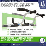Ultimate Body Press XL Doorway Pull Up Bar with Elevated Bar & Adjustable Width Ultimate Body Press