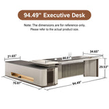 HHEvergreenEnsemble Executive Desk with Storage Cabinet (94.49IN)