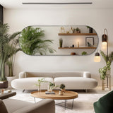 ZHUNFA Arched Full Length Mirror Black, 65''x 22'' Oval Body with Metal Frame, Large Hanging Top for Bedroom, Living Room, Entryway, Bathroom 65x22 inch