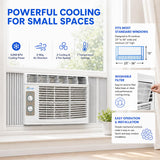 Senville 5,000 BTU Window Air Conditioner, Cools Up to 150 Sq. Ft., Easy to Use Mechanical Control, Washable Filter