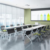 Folding Mobile Conference Room Table, 8 Pack 55.1”x21.65”x29.5” Flip Top Training Desk with 4 Locking Wheels, for Office Meeting Room Classroom