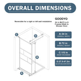 Goodyo 34” X 72” Shower Door Tempered Glass Framed Shower Screen Panel for Walk-in Bathroom Matte Black Finish, Middle Glass Frosted Pattern, 3-Pieces Glass