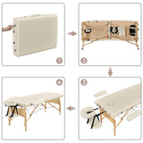 Yaheetech Massage Table Portable Lash Beds Spa Bed Massage Couch Foldable Spa Tables Adjustable 2 Fold with Non-Woven Bag 28 inch, Cream
