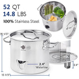 ARC 52QT Stainless Steel Steamer Pot With Portable Propane Burner For Outdoor Cooking, Seafood Crab-Vegetable-Tamale Large Pot with Water Spout, Divider and Steamer Rack, High Efficiency Stove
