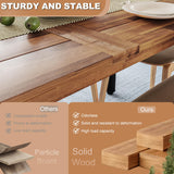 Dining Table for 6-8 People, 70" Acacia Wood Rustic Rectangular Dinner Table with Metal Frame, Sandblast Finish