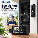 TKMARS Doorbell Camera Wireless No Subscription No WiFi Needed with PIR Motion Detection, Video Doorbell with Monitor Screen, Active Wake-Up Door Bell 170° Wide Angle for Home/Apartment/Seniors