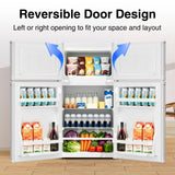 Kismile 2.5 Cu.Ft Mini Fridge with Freezer, Double Door Compact Refrigerator, 3-Level Mechanical Thermostat, Reversible Door&Removable Shelves, Quiet Fridge Ideal for Office, Apartment, Dorm, White