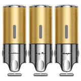 Shampoo and Conditioner Dispenser,Dispensers for The Shower,Shower Soap Dispenser 3 Chamber No Drill,Shampoo Conditioner Body Wash Dispenser (Triple x 17.6 oz,Golden)