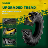 Wiltire 2 PCS 4.80/4.00-8 Tires Tubeless, 4 Ply 4.80x4.00-8 Turf Lawn Garden Tire, 16-Inch Tractor Tread Replacement Tire for Tractor, Tiller, Golf Cart, and Most Lawn Mowers