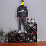 Wine Rack Cabinet countertop Wooden Stackable Storage Retro Cube 24 Bottles freestanding Floor Wine Holder Stand (Black) FDHUIJIA