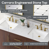 DELUXE LIVING 60 Inch Bathroom Vanity with Double Sink, Warm Elm