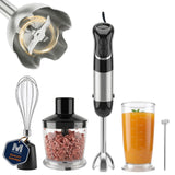 Megawise HB-2035 5-in-1 Immersion Hand Blender, 800W Ultra-Powerful Stick Blender with Variable Speed & Turbo, Stainless Steel Shaft, Includes Whisk, Frother, Chopper Bowl & 600ml Beaker