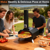 Pizza Oven Outdoor 12" Portable Pellet Pizza Stove Wood Fired Stainless Steel Pizza Maker for Backyard or Outside Camping With