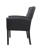 Boss Office Products Executive Box Arm Chair with Mahogany Finish in Black, 25.5" D x 24.5" W x 35.5" H