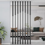 Adjustable Black Room Divider (1ft-10ft) - Slish Hollow Metal Versatile Floor-to-Ceiling Partit & Detive Wall Accent (C-7pcs 90.55in) for Home/Office