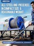 MEKOH Pressure Washer Hose Reel 3/8"x350ft, 5000PSI Hand Crank Power Washer Hose Reel for 1/4"x455ft, Heavy Duty Steel Hose Reel with Trailer/Wall/Van Mount, A-Frame Manual Reel for Water,M22 Fitting