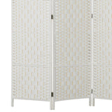 Room Divider 3 Panel, 6FT Tall Folding Privacy Screen, Freestanding Hand-Woven Partition for Room Separation with 360°