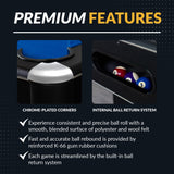 Hathaway Hustler 8ft Pool Table for Game Room – Billiard Table with Poly-Coated Playfield, Ball Return System, Leg Levelers – Includes Cues, Pool Balls, Chalk, Triangle, Brush – Black & Blue