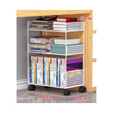 Library Storage Cart Under The Desk Storage Rack Movable with Wheels Floor Standing Bookshelf Next to The Desk Small Bookshelf