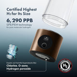 PIURIFY Hydrogen Water Bottle Generator | 17 OZ | UP to 6,290 PPB H2 Molecular Hydrogen | SPE/PEM Electrolysis | Ergonomic Handle | Dual-Mode | 2200 mAh Battery | Certified by H2 Analytics | Brown