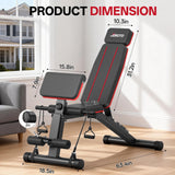 JOROTO Adjustable Weight Bench for Home Gym, 1000 LBS Foldable Incline Decline Flat Workout Bench with Leg Extension & Back Extension, Exercise Preacher Curl Bench for Full Body Training, Red MD55
