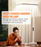 PalFish Pure Light Floor Lamp - Motion Sensor, 9500LM Full Spectrum 4000K Natural Daylight, 60,000+ Hour Lifespan, Dimmable 100W Eye-Care Standing Reading Lamp for Home Office