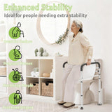 Jesosia Toilet Safety Rails for Seniors - Adjustable & Foldable Medical Toilet Safety Frame - Heavy Duty Stand Alone Toilet Handles Support for Elderly Disabled & Handicap - Fits Most Toilets (380 lb)