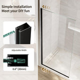 Xilewying Fixed Shower Glass Panel Semi-Framed Shower Door for Bathroom,34" W*74" L Single Shower Screen in Matte Black, 5/16"(8mm) Clear Tempered Glass with Frame Hardware Kit