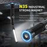 Lisaruq Magnetic Work Light Rechargeable, 1200LM，360° Folding LED Mechanic Light with Magnet Base, Type-C Automotive Inspection Flashlight, Tool Gifts for Men，2-Pack