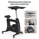 FLEXISPOT Exercise Bike with 2D Desktop, Space Saving Under Desk Bike with Removable Desk, Stationary Bikes Indoor Cycling Bikes with 8 Level Resistance Upgraded Max Flywheel LCD Tracking, V9-Max Black