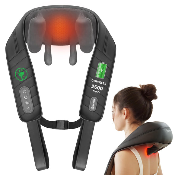 Cordless Neck Massager with Heat, 4D Kneading Neck and Shoulder Massager Deep Tissue, Shiatsu Neck Back Massager Pillow COMFIER