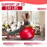Hungdao 6 Pack 22 Inch Heavy Duty Exercise Balls Inflatable Pregnancy Yoga Pilates & Fitness Ball for Stretching Balance Therapy and Physical Fitness (Red)