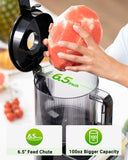 TUUMIIST Cold Press Juicer Machines 6.5'' Large Feed Chute for Whole Fruits & Vegetables, High Juice Yield, Easy to Clean
