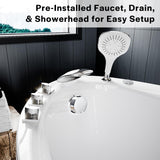 Empava 59-Inch Freestanding Air Jetted Bathtub with Micro Bubble Hydrotherapy | Oval Japanese SPA Design, Pre-Molded Seat, Luxury Soaking Tub,Glossy White