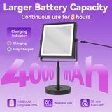 Basitool JIONIESIM Series 1X/10X Makeup Mirror with Lights, Double Sides Lighted Magnifying Mirror with 3 Colors, Height & Brightness Adjustable, Rechargeable 4000mAh Vanity Mirror (Matte Black)