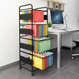 PUNCIA 4 Tiers Metal Rolling File Carts with Wheels Hanging Files for Letter Size Movable Pull-Out File Folder Rack Drawer File Cabinet