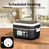 EDCREATY Electric Heated Lunch Box, 1.5L - 6.3 Cups 100W Rechargeable Smart Self-Heating Food Warmer with Removable Divider, Spoon, Fork, BPA Free, Portable Lunchbox for Car Travel Office Black