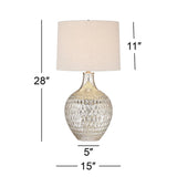 360 Lighting Waylon 28" Tall Modern Luxe Coastal End Table Lamps Set of 2 Silver Mercury Glass Off-White Shade Living Room Bedroom Bedside Nightstand House Office Home Kitchen Entryway
