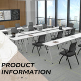 4 Pack Folding White Training Tables with Wheels,Conference Table,47.2in