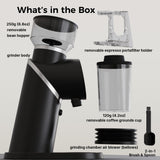 TALIA Coffee Grinder Electric Coffee Bean Grinder with 48mm Titanium Plated Conical Burrs, 51 Grind Settings for Espresso to French Press, Touch Control, Time & Cup Customization, Portafilter Holder
