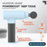 Sharper Image Deep Tissue Percussion Massage Gun, Powerboost Rechargeable Handheld Massager, 6 Adjustable Speeds, 5 Attachment Heads & Carrying Case, Full Body Muscle Pain Relief, Black